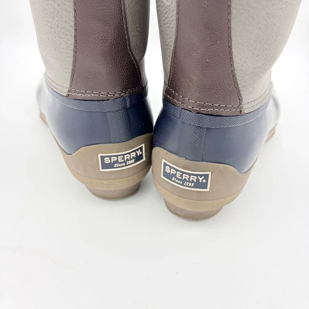 Sperry Saltwater Duck‎ Boots Womens 9 Navy Grey Waterproof Leather Boots Utility